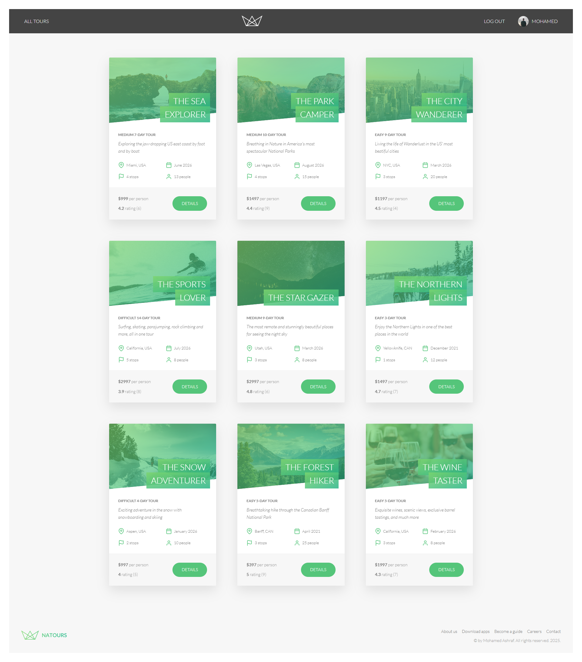 Natours Booking screenshot